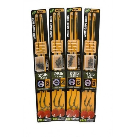 FOX Przypon Karpiowy EDGES Wide Gape RIGS 25lb r.4 Gravelly Brown