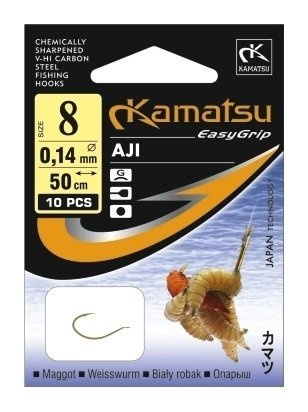 Kamatsu Aji Robak Biały Haczyki z Przyponem r. 6 10szt