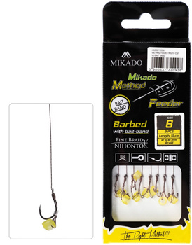 Mikado PRZYPON METHOD FEEDER z Gumką Hak z zadziorem nr 6 Plecionka: 0.16mm 10cm