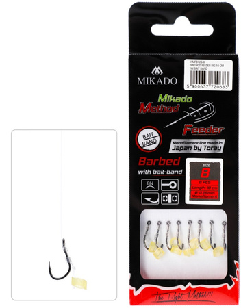 Mikado PRZYPON METHOD FEEDER z Gumką Hak z zadziorem nr 4 Żyłka: 0.28mm 10cm