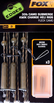 FOX Edges Submerge Camo Leader Heli Rigs Kwik Change 30lb