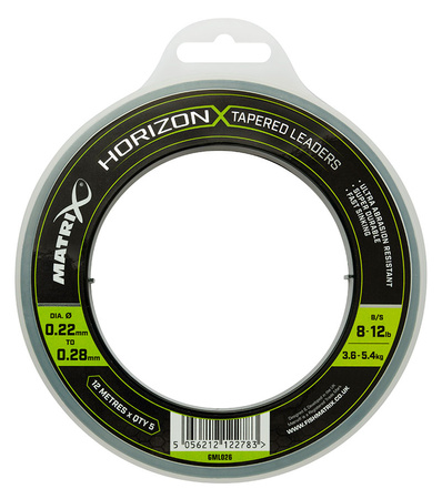 Matrix Żyłka Przypon Strzałowy Horizon X Tapered Leaders 0,22-0,28mm 12m