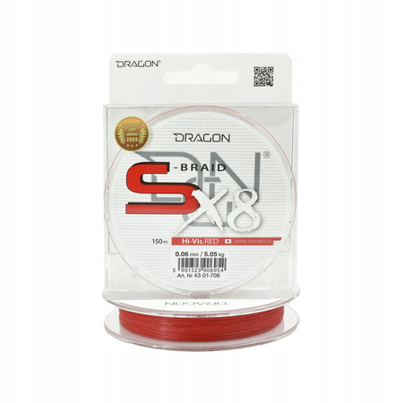 Dragon Plecionka S-Braid x8 Hi-Vis Red 150m 0.08mm