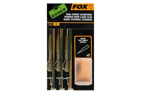 FOX Zestaw Tied Camo Leadcore 50lb Kwik Change Leaders