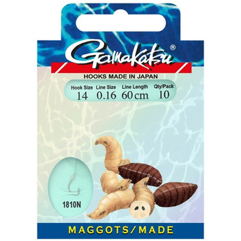 Gamakatsu Haczyki z przyponem Maggots roz. 12 1810N