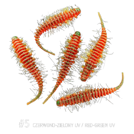 Fish Bay Robak WORM Hairy 4,5cm - kolor 4 różowo-brązowy motor oil UV 5szt.