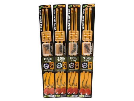 FOX Przypon Karpiowy EDGES CURVE SHORT RIGS 20lb r.6 Gravelly Brown