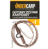 UnderCarp Gotowy zestaw karpiowy z leadcorem i mocnym klipsem 45 lbs / 100 cm brązowy 