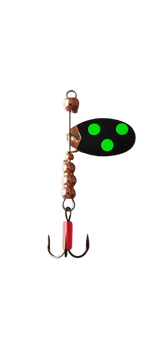 Optima SPINNER 2.0 Błystka obrotowa 4g. Hand Made Black/Green Dots