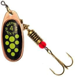 MEPPS Błystka obrotowa Black Fury miedziany/seledynowe kropki 4/8g
