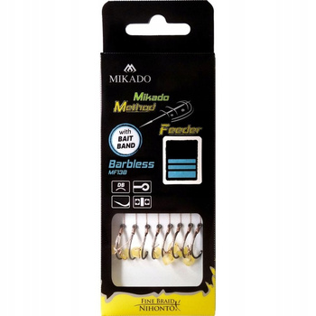 Mikado Przypon MF z gumką hak bez zadziora #8 plecionka 0,14mm/10cm 8szt