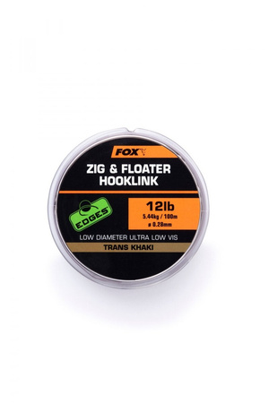 FOX Materiał Przyponowy ZIG &amp; FLOATER HOOKLINK 12lb 100m