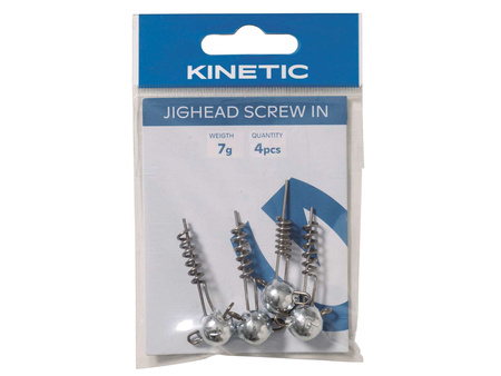 Kinetic Wkrętka Główka z Wkrętką Wkrętka Jighead Screw 10g 4szt. Zinc