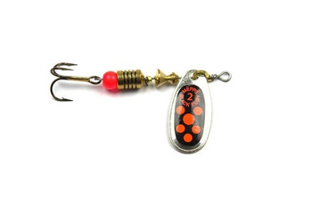 MEPPS Błystka obrotowa Black Fury srebrny/czerwone kropki 4/8g