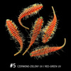 Fish Bay Robak WORM Hairy 4,5cm - kolor 5 zielono-czerwony motor oil UV 5szt.