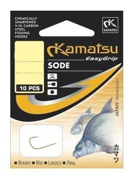 Kamatsu Sode Haczyki z Przyponem r.4 złote 10szt