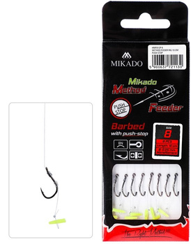 Mikado PRZYPON METHOD FEEDER Push Stop Hak z zadziorem nr 4 Plecionka: 0.28mm 10cm