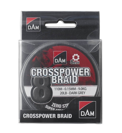 DAM Plecionka CROSSPOWER 8-BRAID 0,10mm 110m Dark Grey