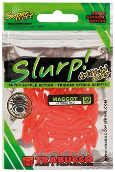 Trabucco Slurp sztuczne białe robaki w kolorze czerwonym 50szt. Maggot Natural Red