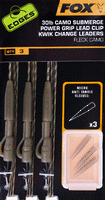 FOX Zestaw  Submerge Camo Power Grip Lead Clip Kwik Change Kit 30lb