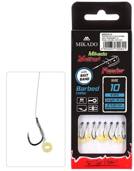 Mikado PRZYPON METHOD FEEDER z Gumką Hak z zadziorem nr 10 Żyłka: 0.23mm 10cm